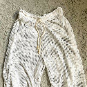 Cut Out Wide Leg High Waisted Beachwear Pants Resort Wear Beach Coverup M/L